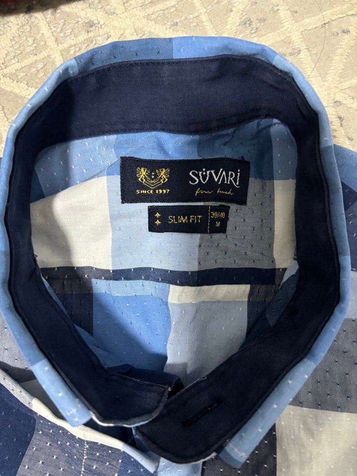 Erkek Mavi Kısa Kollu Kareli Gömlek - Görsel 3