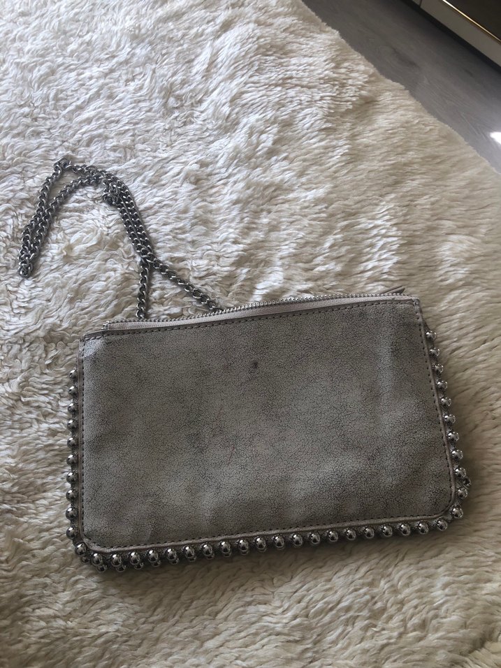 Gri Süet Zincir Detaylı Kadın Çanta - Görsel 2