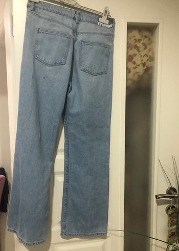 Gri Kemerli Bol Kesim Kadın Kot Pantolon - Görsel 2