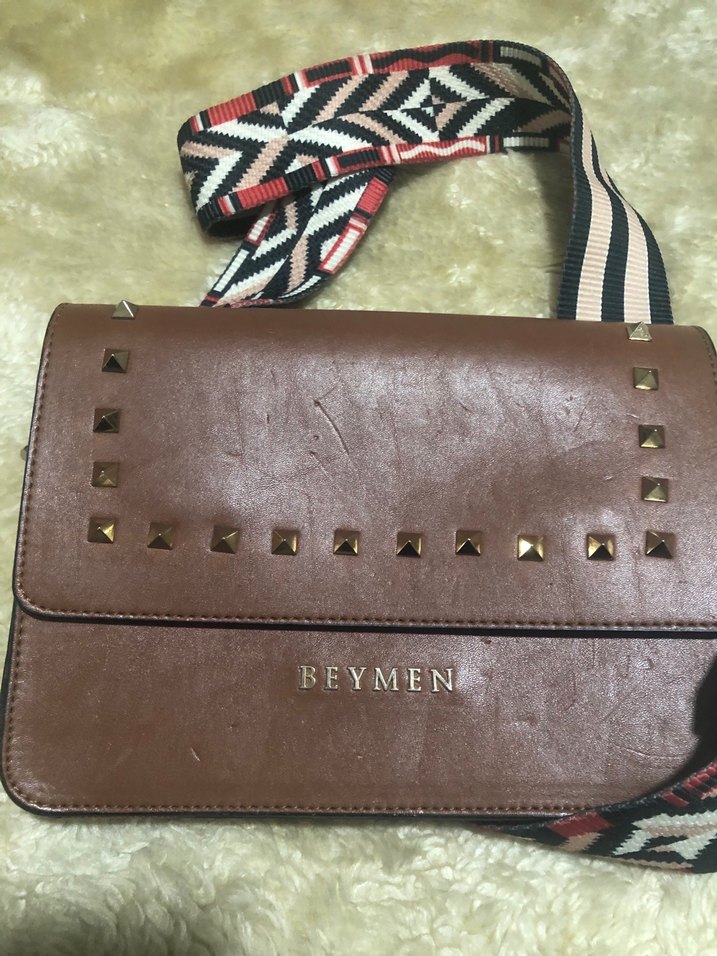 Beymen Kahverengi Deri Perçinli Kadın Çanta - Görsel 3