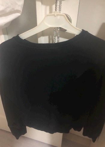 Siyah Kadın Sweatshirt, Bisiklet Yaka, Rahat Kesim - Görsel 2