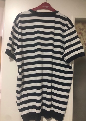 Erkek Gri Beyaz Çizgili Kısa Kollu Tişört - Görsel 2