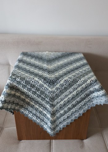 Gri Örgü Kadın Şal - Görsel 4