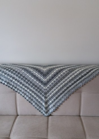 Gri Örgü Kadın Şal - Görsel 3