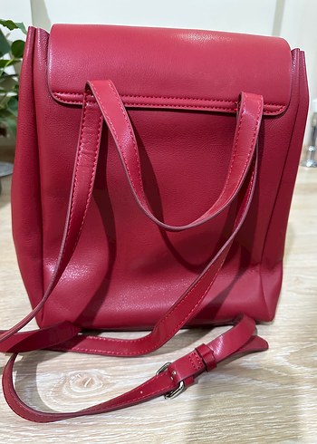 Zara Kırmızı Deri Kadın Sırt Çantası - Görsel 3