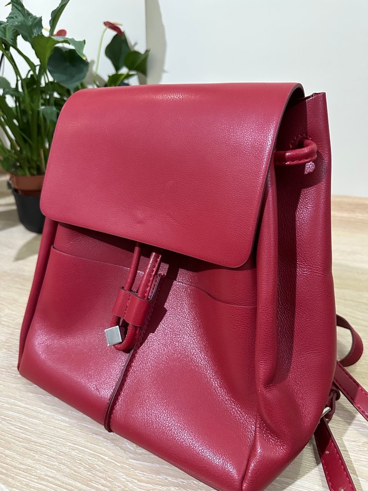 Zara Kırmızı Deri Kadın Sırt Çantası - Görsel 2