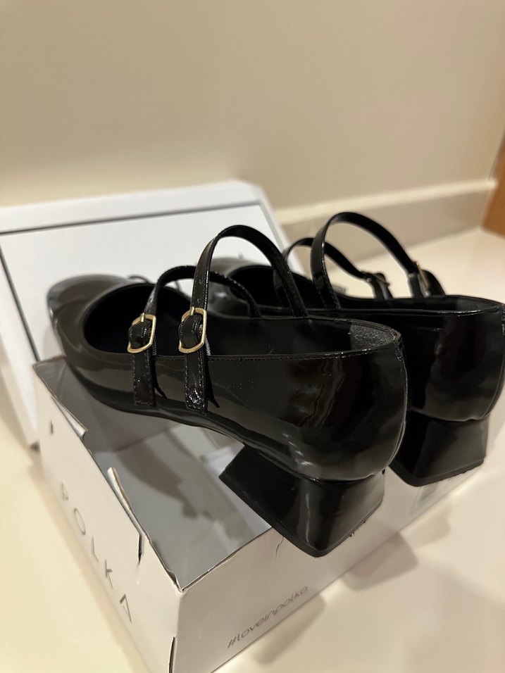 Siyah Rugan Mary Jane Balerin model Kadın Topuklu Ayakkabı - Görsel 3