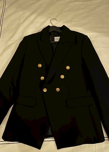 Siyah Düğmeli Kruvaze Kadın Blazer Ceket - Görsel 2