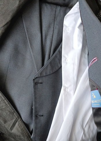 Gri Erkek Fitted Takım Elbise Notch Yaka - Görsel 2