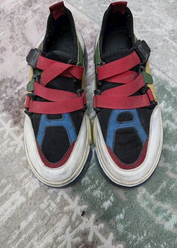 Renkli Kadın Sneakers Blok Topuklu Velcro - Görsel 2