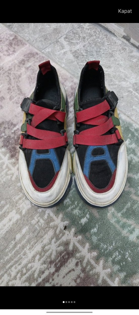 Renkli Kadın Sneakers Blok Topuklu Velcro - Görsel 2