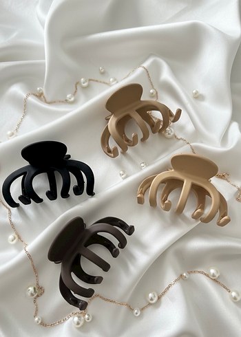 Bej ve Siyah Plastik Kemer Tokalı Saç Mandalları - Görsel 2