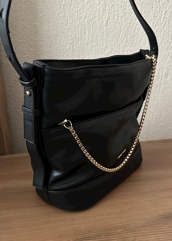 Zincir Detaylı Siyah Deri Nine West Çanta - Görsel 3