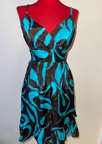 Straplez Turkuaz Midi Bohem Elbise - Görsel 2