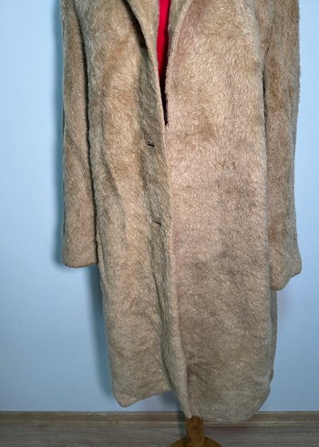 Bej Yün Midi Kadın Kaban - Görsel 4