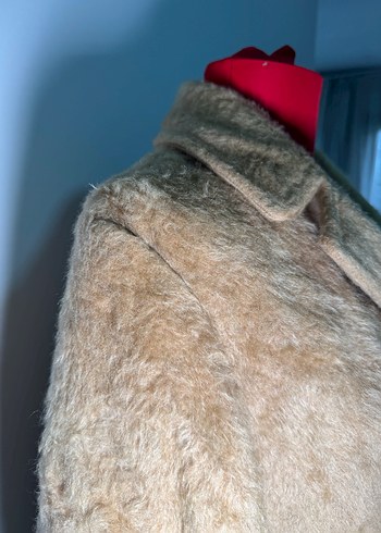 Bej Yün Midi Kadın Kaban - Görsel 3