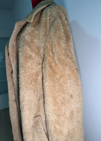 Bej Yün Midi Kadın Kaban - Görsel 5