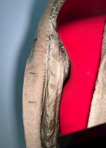 Bej Yün Midi Kadın Kaban - Görsel 7