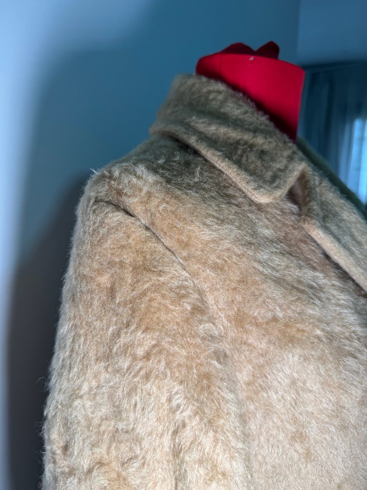 Bej Yün Midi Kadın Kaban - Görsel 3