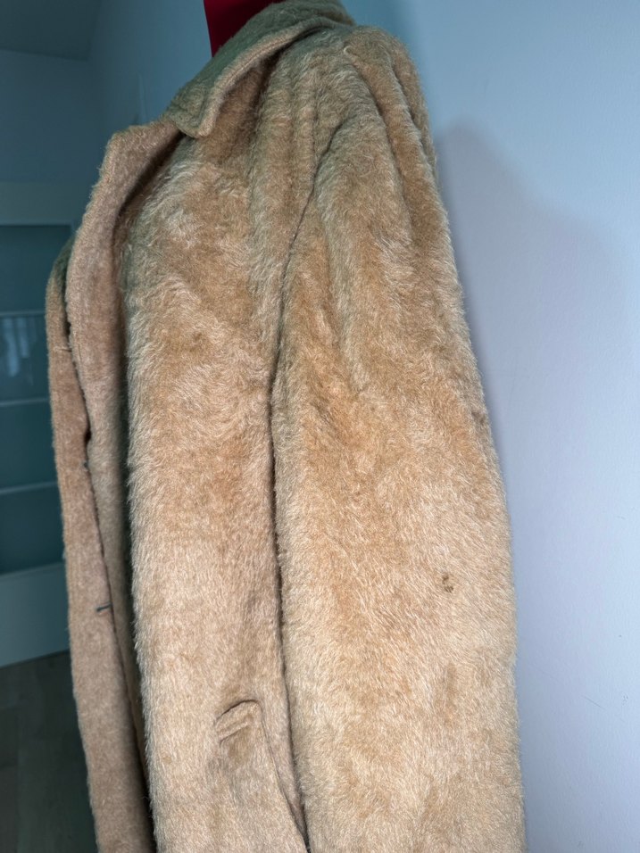 Bej Yün Midi Kadın Kaban - Görsel 5