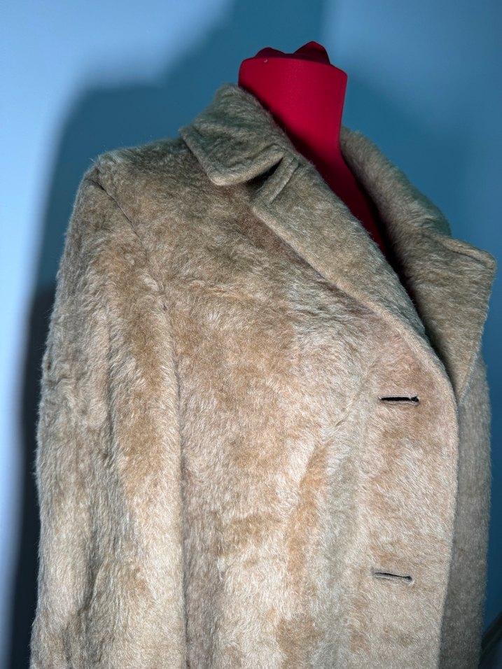 Bej Yün Midi Kadın Kaban - Görsel 2