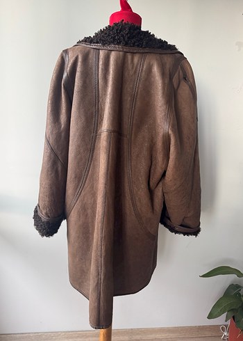 Kahverengi Kürklü/Sheeo Kadın Süet Kaban - Görsel 4