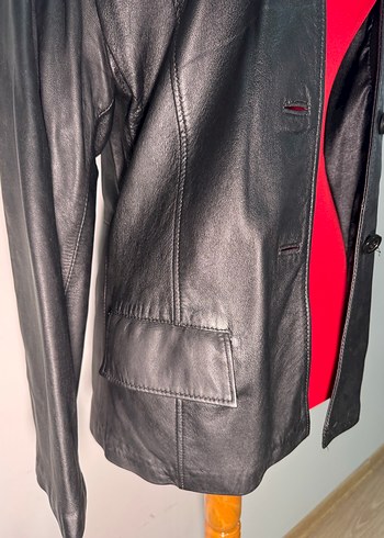 Vintage Siyah Deri Kadın Ceket - Görsel 4
