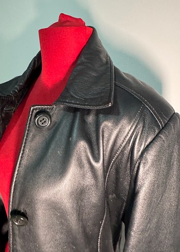 Vintage Siyah Deri Kadın Ceket - Görsel 2