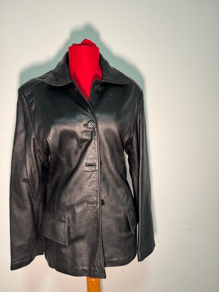 Vintage Siyah Deri Kadın Ceket - Görsel 5