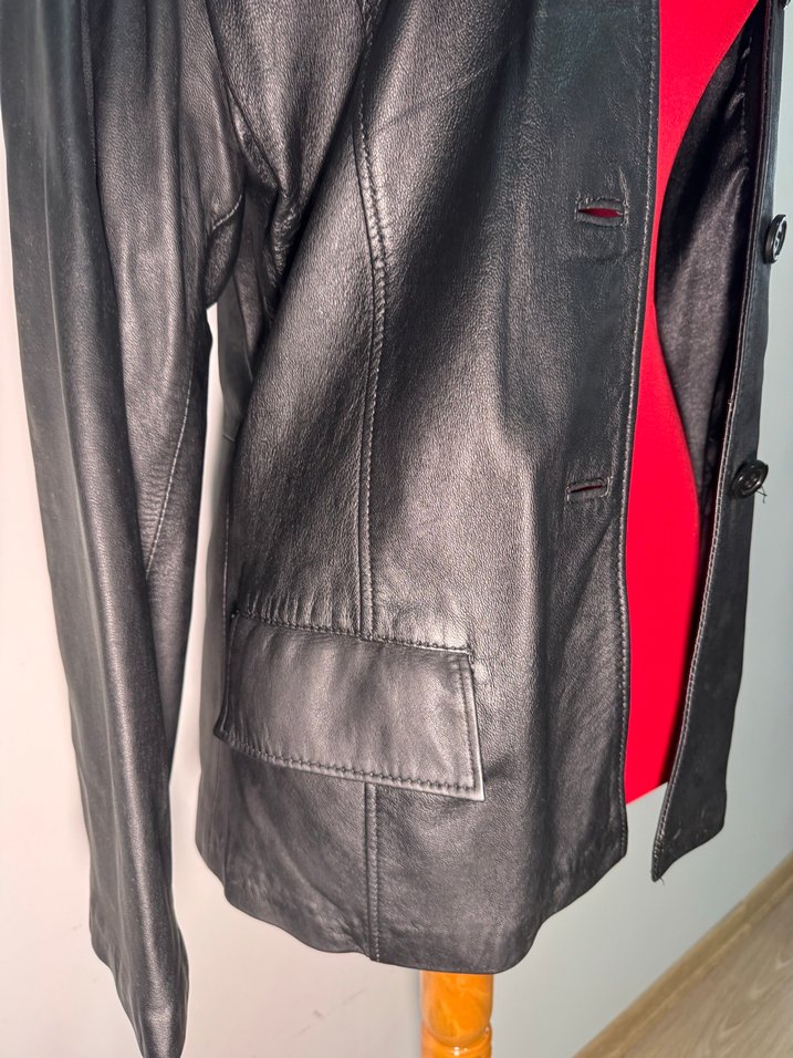 Vintage Siyah Deri Kadın Ceket - Görsel 4