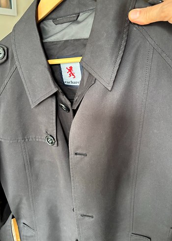 Erkek Siyah Midi Trençkot Cacharel marka M beden - Görsel 3