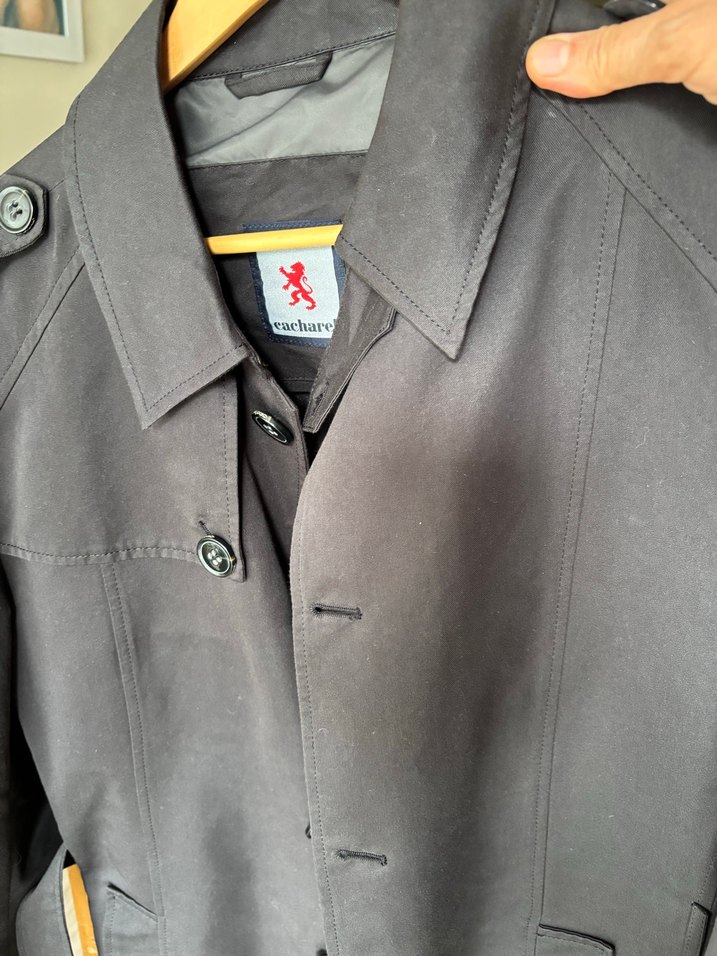 Erkek Siyah Midi Trençkot Cacharel marka M beden - Görsel 3