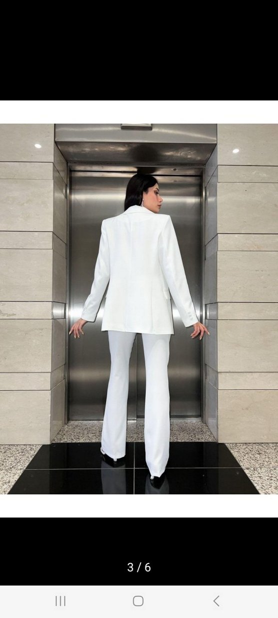 Beyaz ceket pantolon ürün nikahimda bir defa giydim deforme yok - Görsel 3