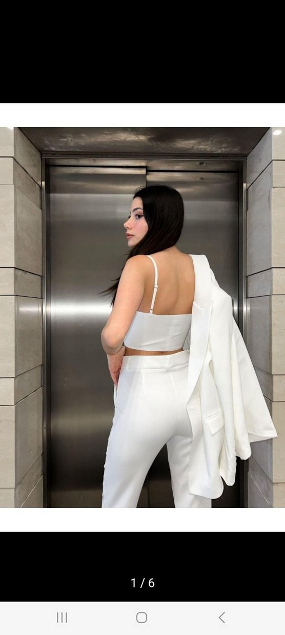 Beyaz ceket pantolon ürün nikahimda bir defa giydim deforme yok - Görsel 5