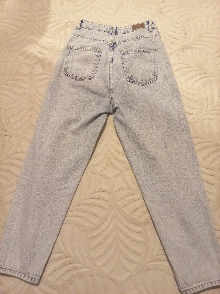 Buz mavi Kadın Denim mom Kesim Jean - Görsel 3