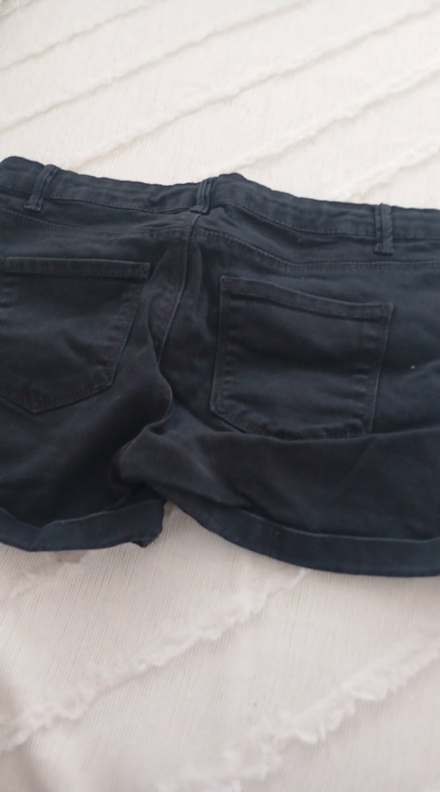 Siyah Mini Düğmeli Kadın Kot Şort - Görsel 2