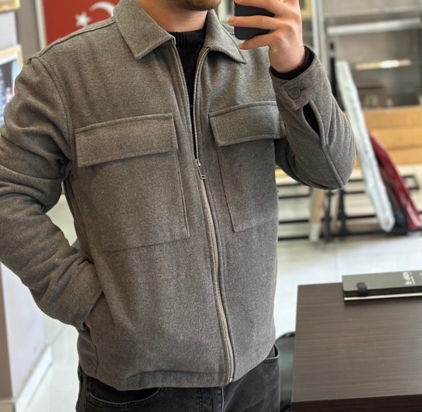 Gri Düğmeli Erkek Midi Ceket - Görsel 2