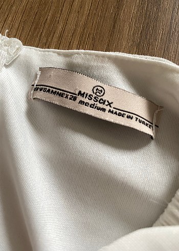 Beyaz Drapeli Midi Abiye Elbise - Görsel 2