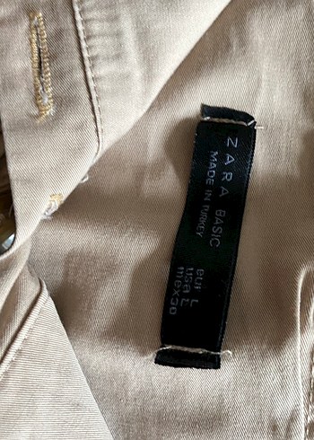 Düğmeli Bej Midi Keten Etek - Görsel 2