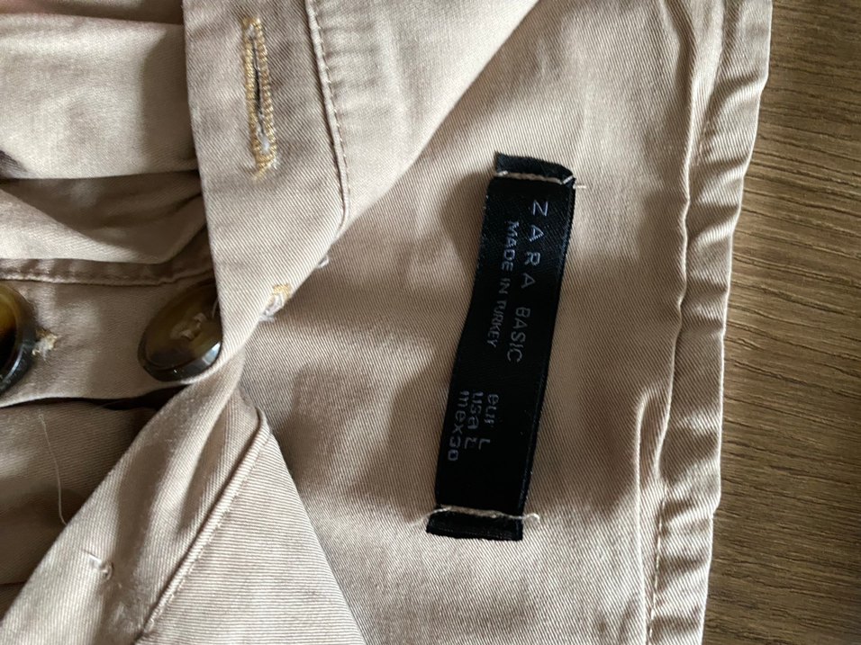 Düğmeli Bej Midi Keten Etek - Görsel 2