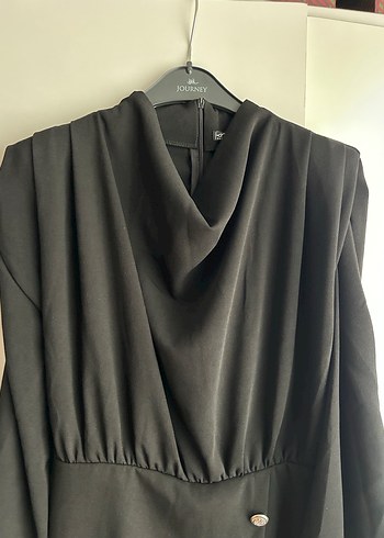 Düğmeli Siyah Midi Kadın Tulum - Görsel 3