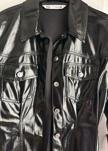 Zara- Siyah Vinil Midi Boy Elbise - Görsel 2