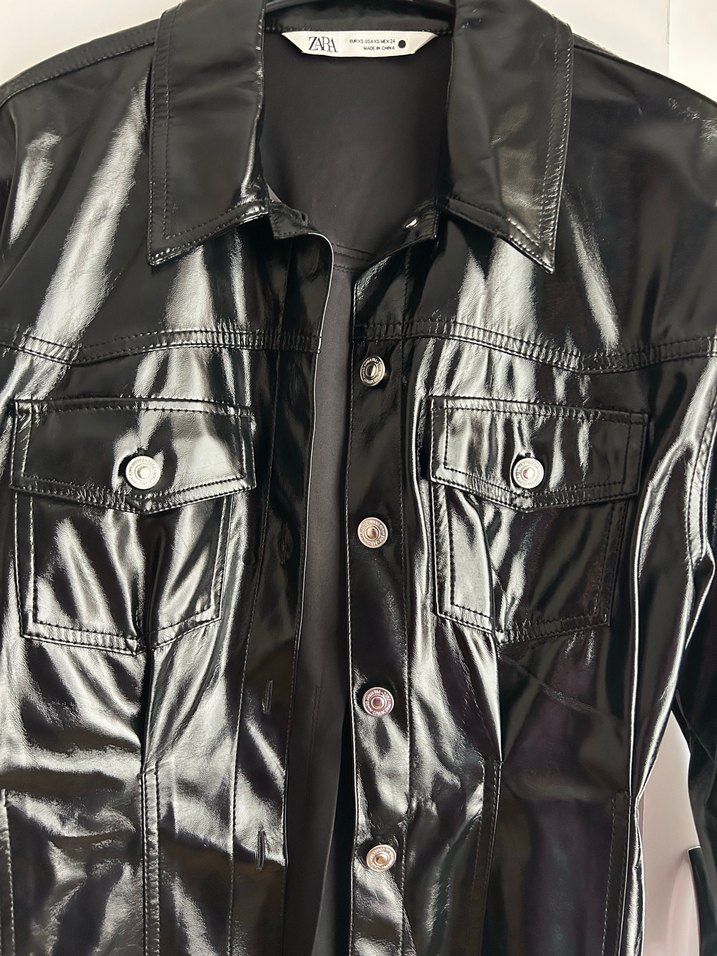 Zara- Siyah Vinil Midi Boy Elbise - Görsel 2