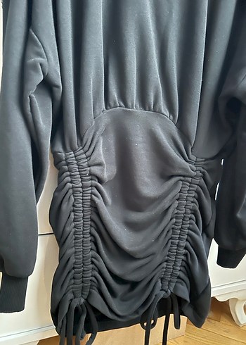 Siyah Drapeli Yüksek Yakalı Triko Elbise - Görsel 2