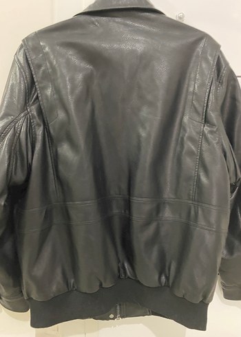 BERSHKA Oversize siyah deri ceket - Görsel 4