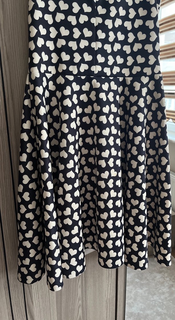 V Yaka Desenli Midi Kadın Elbise - Görsel 3