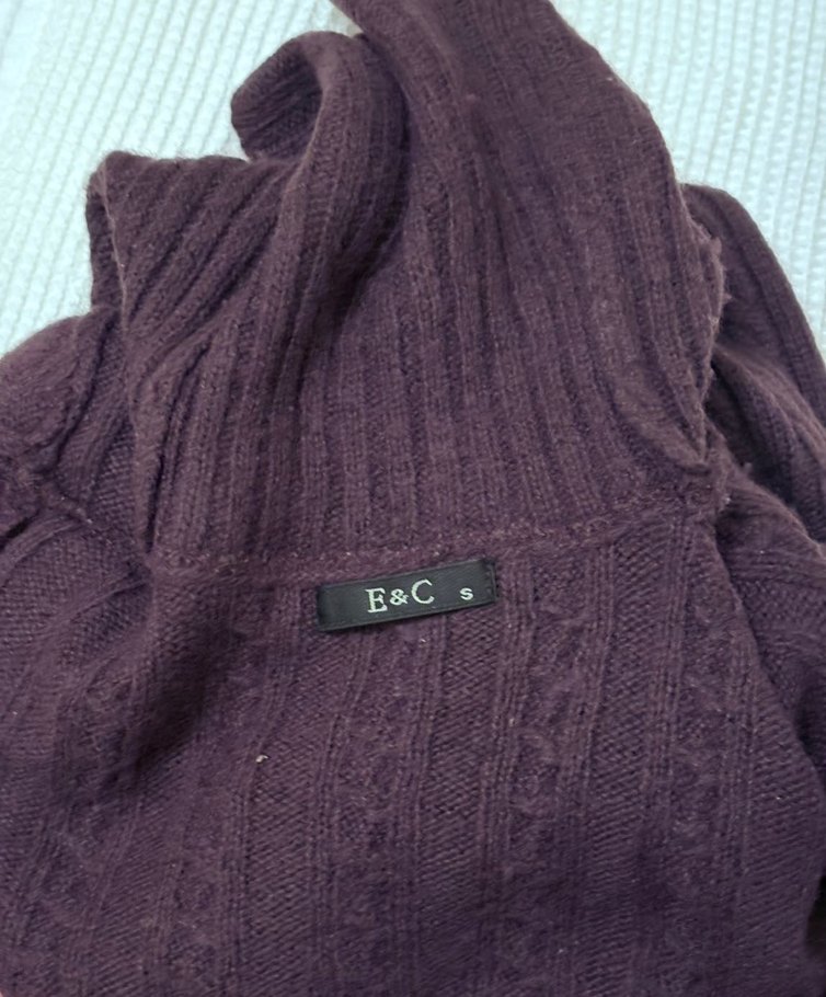 Mor Boğazlı Örgü Kadın Kazak - Görsel 2