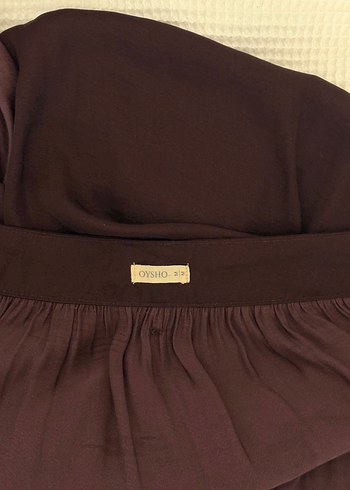 Mürdüm Saten Midi Kadın Etek Fırfırlı - Görsel 3