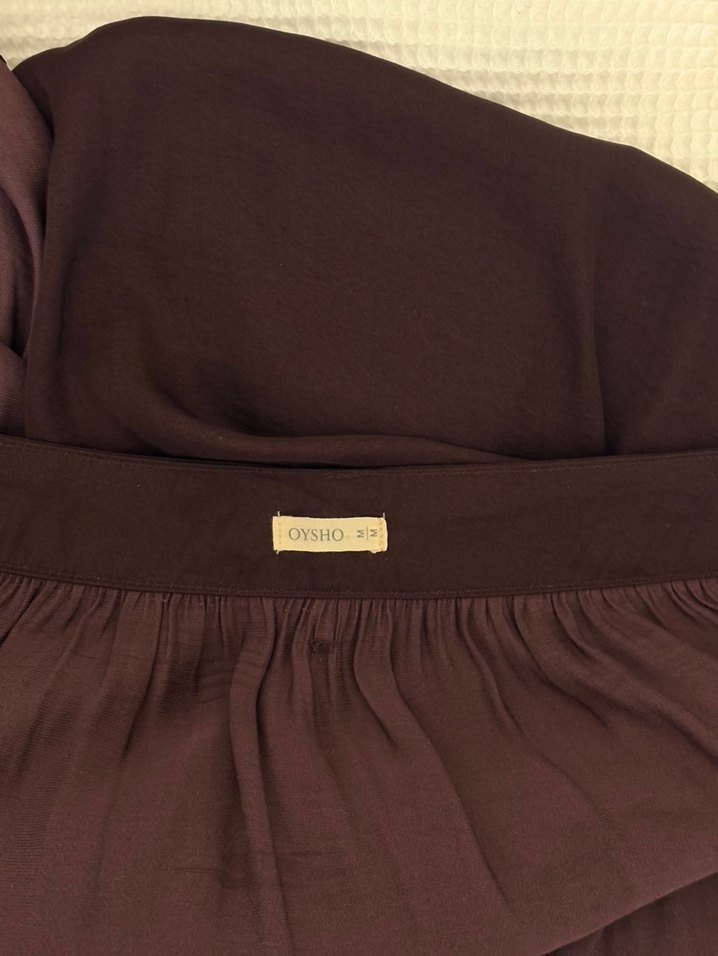 Mürdüm Saten Midi Kadın Etek Fırfırlı - Görsel 3