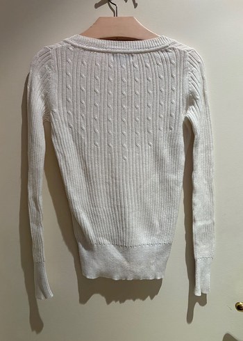 Mango Beyaz V Yaka Örgü Kadın Kazak - Görsel 3